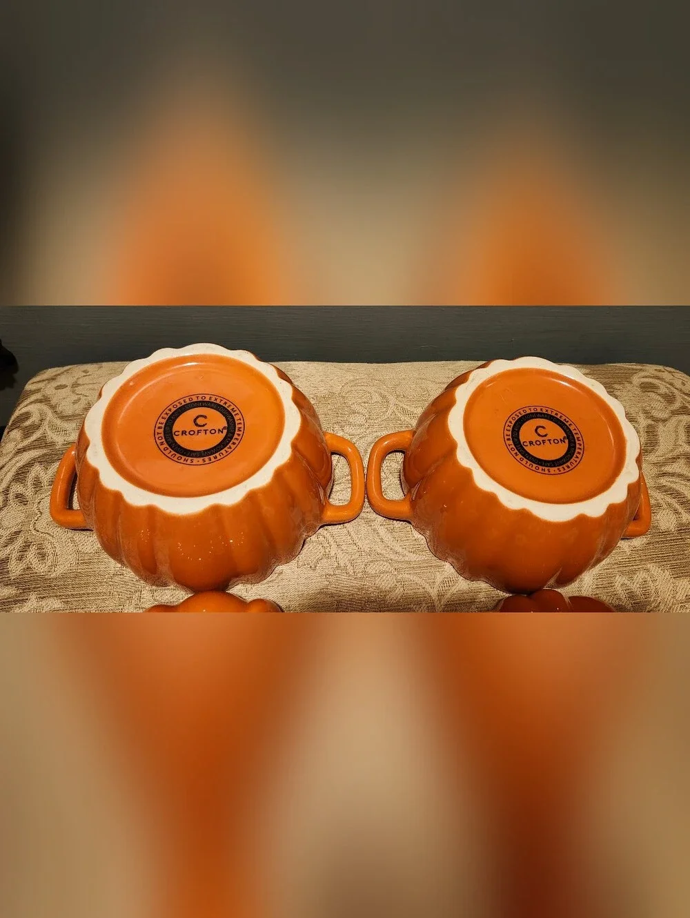 Crofton 2 piece Stoneware Small Pumpkin Ceramic Casserole Dishes .08 Quart